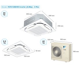 MAY ĐHKK 4,5 HP / 3 PHA - INVECTER / MODEL: FCFC125DVM